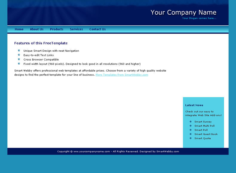 Dreamweaver Free Dreamweaver Template 6 [Business] - Actual Size Screenshot for 800px screen width