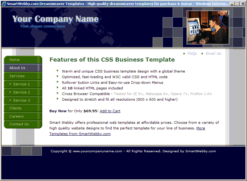 Dreamweaver CSS Template 120 [Business] - Actual Size Screenshot for 800px screen width