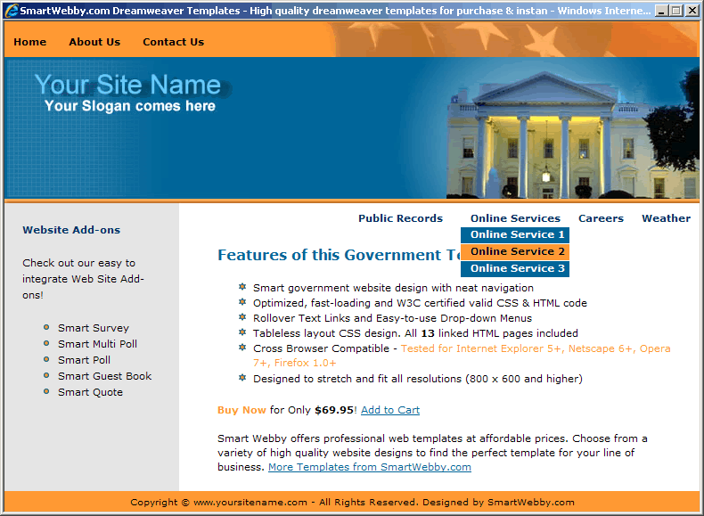 Dreamweaver CSS Template 124 [Government] - Actual Size Screenshot for 800px screen width