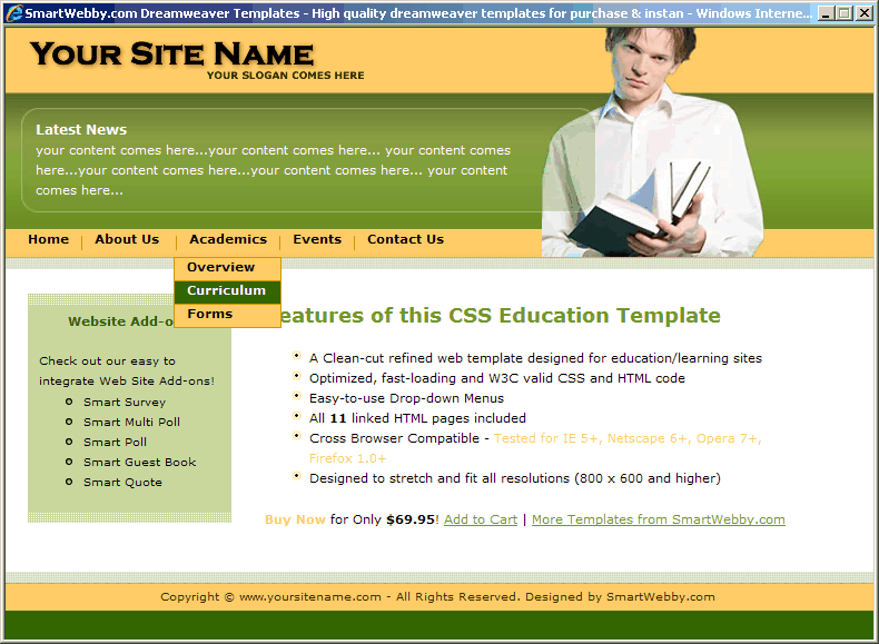 Dreamweaver Template 141 [Education/Learning] - Actual Size Screenshot for 800px screen width