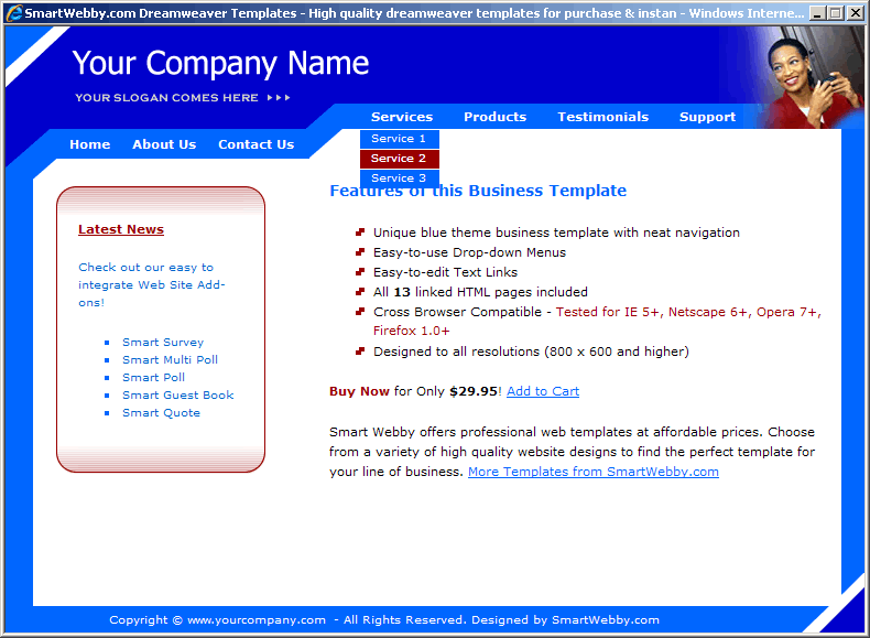 Dreamweaver Template 25 [Business] - Actual Size Screenshot for 800px screen width