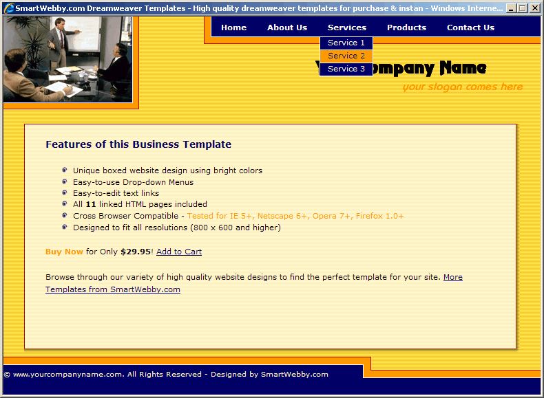 Dreamweaver Template 93 [Business] - Actual Size Screenshot for 800px screen width