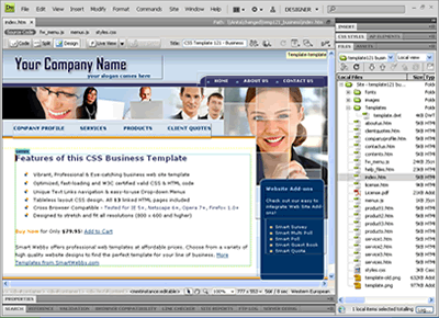 CSS Template 121 [Business] - Adobe Dreamweaver View