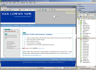 Template 17 [Flash/Business] - Adobe Dreamweaver View