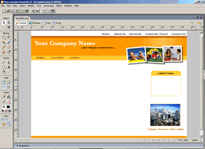 CSS Template 122 [Travel/Photography] - Adobe Fireworks View