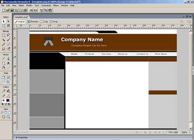 Template 18 [Professionals] - Adobe Fireworks View