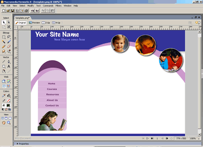 Template 62 [Education/Kids] - Adobe Fireworks View