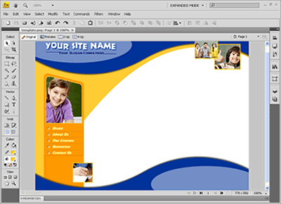 Template 7 [Education] - Adobe Fireworks View