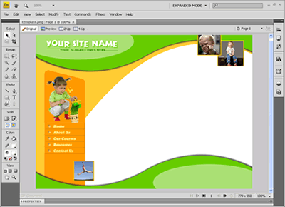 Template 7 [Kids/Learning] - Adobe Fireworks View