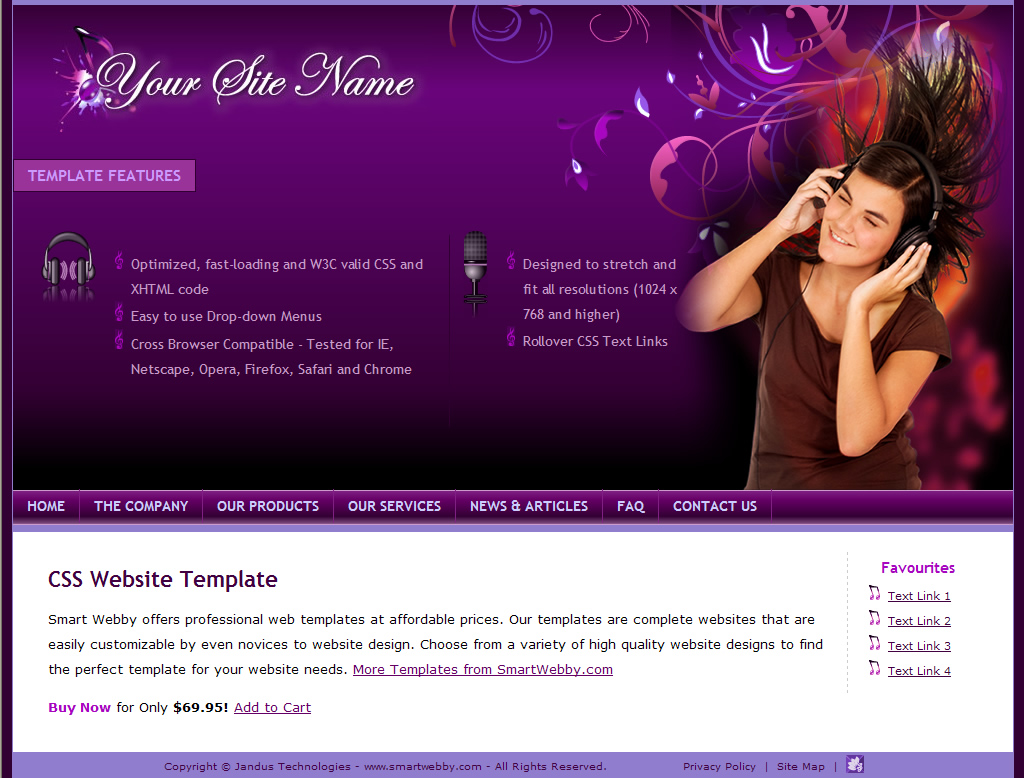 Dreamweaver Template 1131 [Personal/General] - Actual Size Screenshot for 1024px screen width