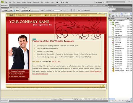 Template 1101 [Business/General] - Adobe Dreamweaver View