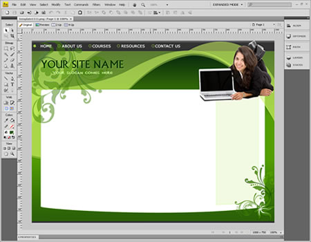 Template 1111 [Education/Business] - Adobe Fireworks View
